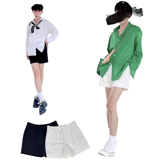 Quần Short Lưng Thun Unisex Chất Liệu Kate Dáng Hàn Quốc