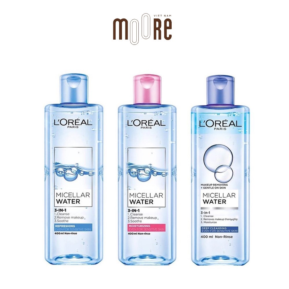 Nước tẩy trang làm sạch da 3in1 L’Oreal Micellar Water