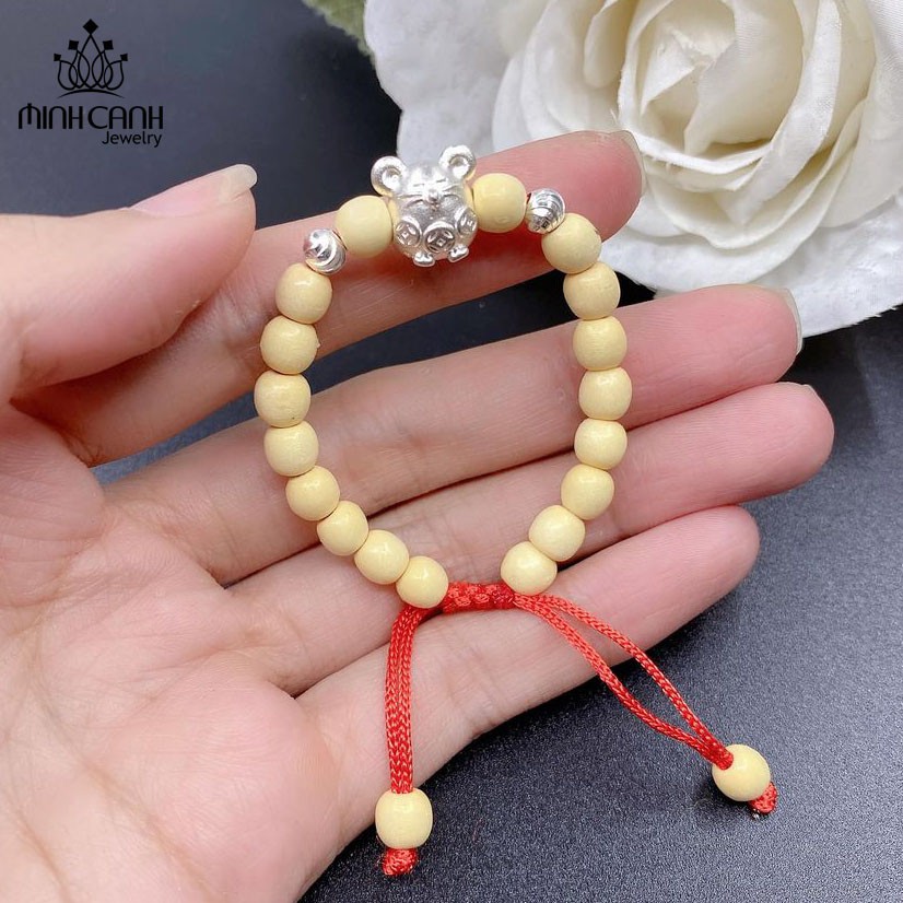 Vòng Dâu Tằm Mix Charm Hình Con Chuột Cho Bé - Minh Canh Jewelry