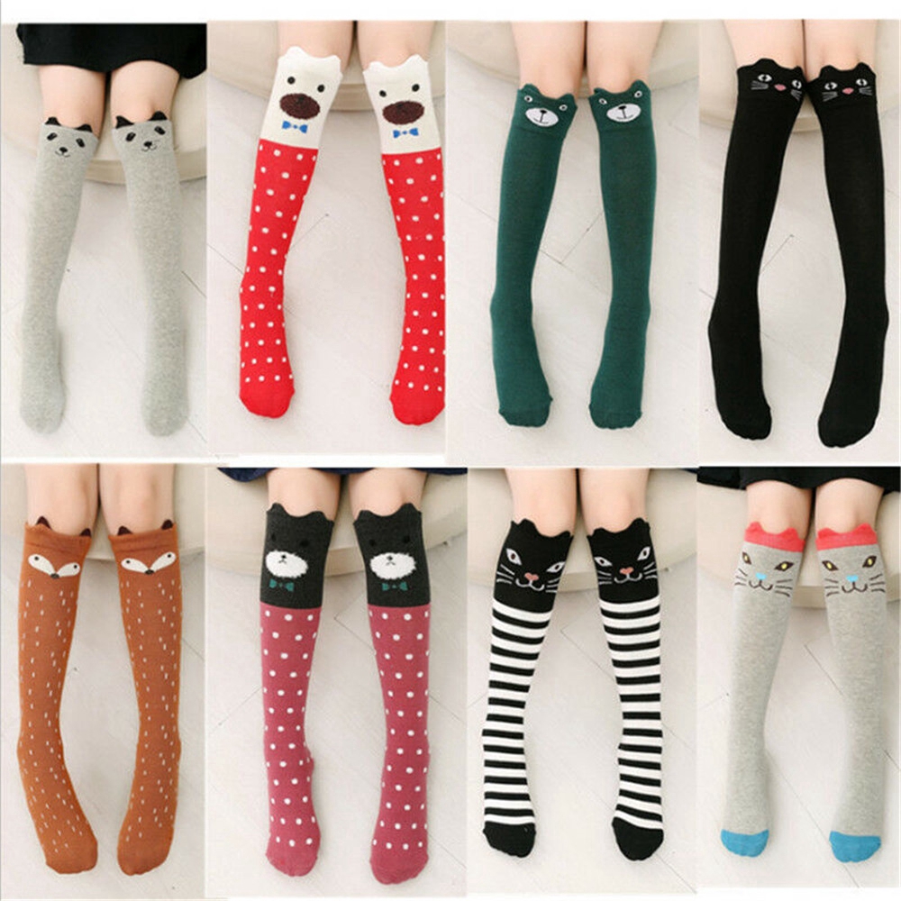 Đôi tất chân cao qua gối in hình động vật dễ thương cho nữ