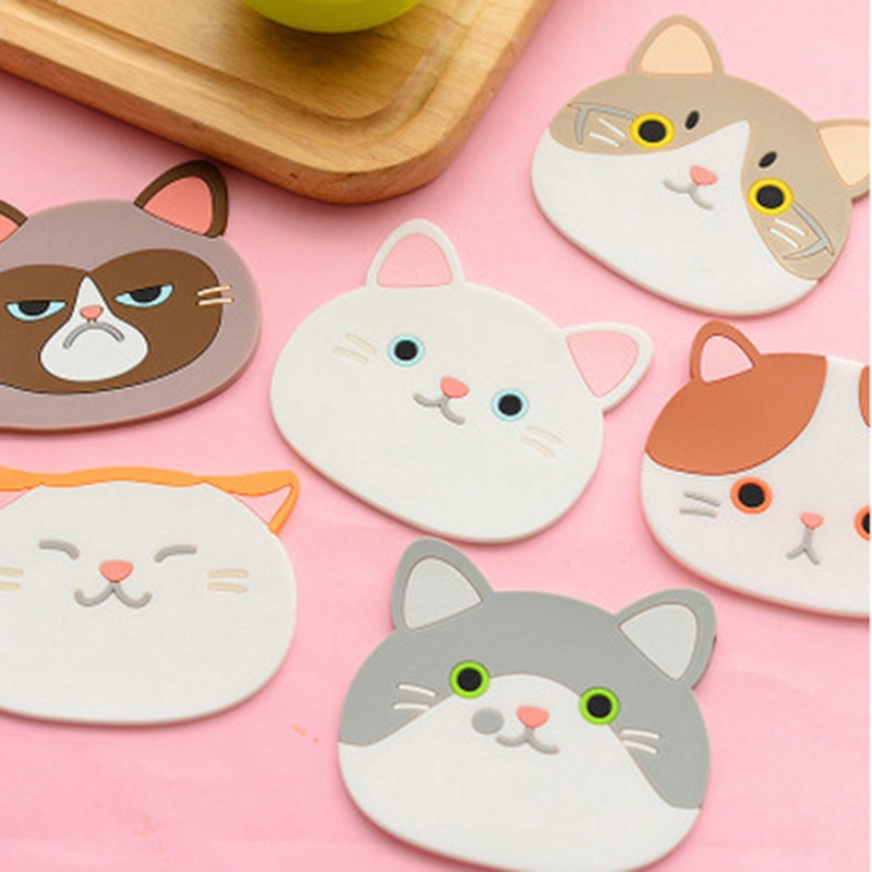 Miếng lót ly silicone hình mèo đáng yêu