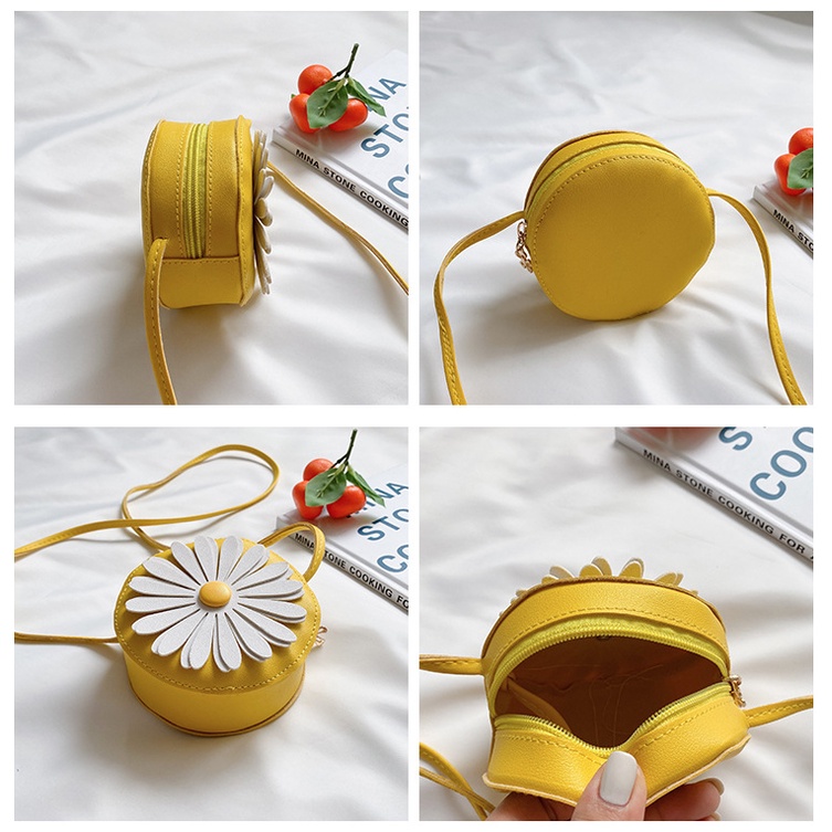 Túi đeo chéo mini cho bé trai bé gái Hạ Băng Designs, túi xách mini trẻ em đựng tiền điện thoại - Hoa Cúc