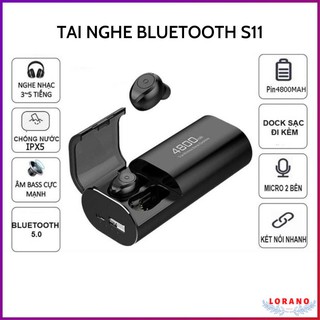 Tai Nghe Blutooth S11 kiêm sạc dự phòng 4800 mAh, có thể sử dụng riêng biệt 2 tai cho 2 điện thoại