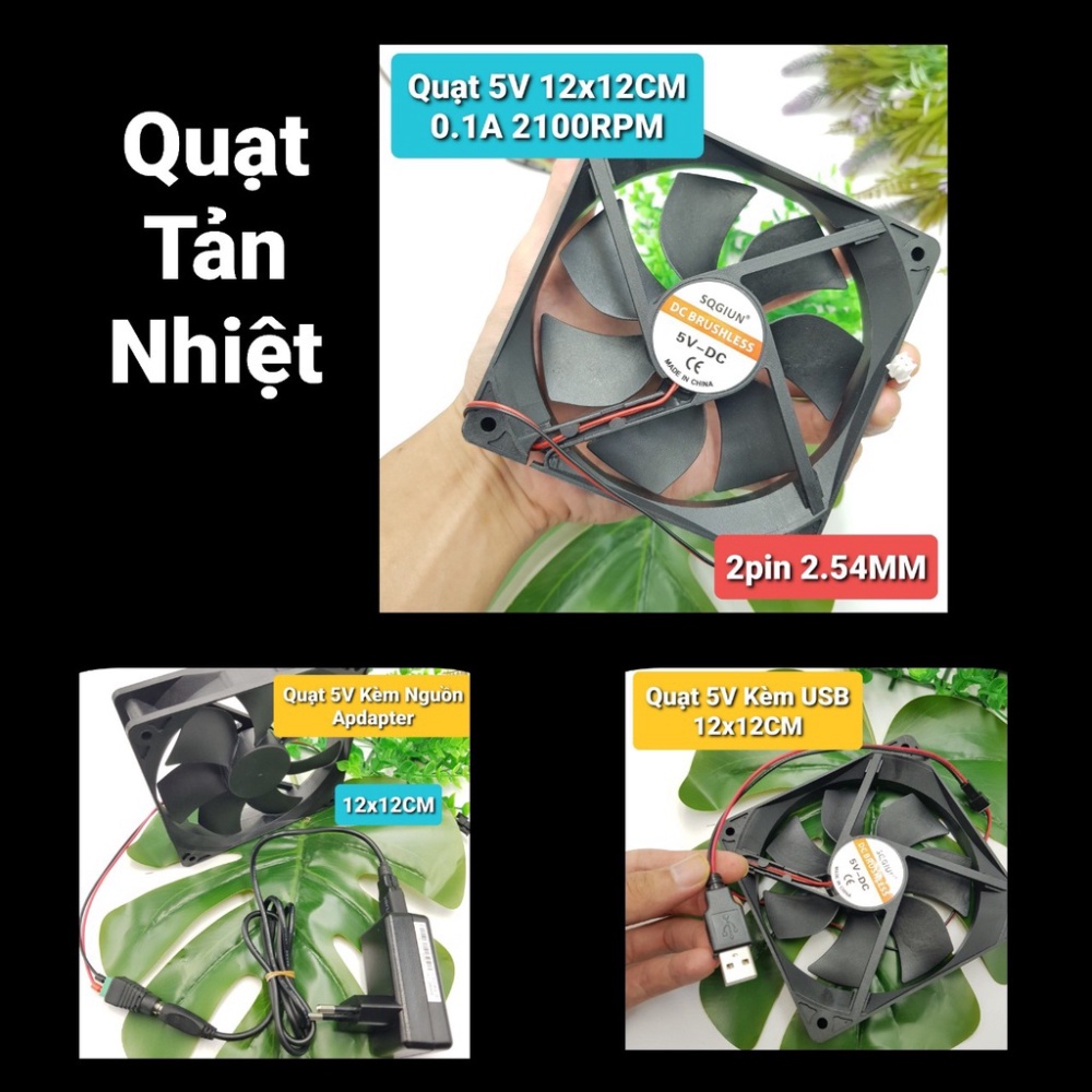 Quạt Tản Nhiệt 5V 12x12CM Tốc Độ 2100RPM🍀Quạt 5V Làm Mát PC LapTop Wifi Thủy Sinh Hút Mùi