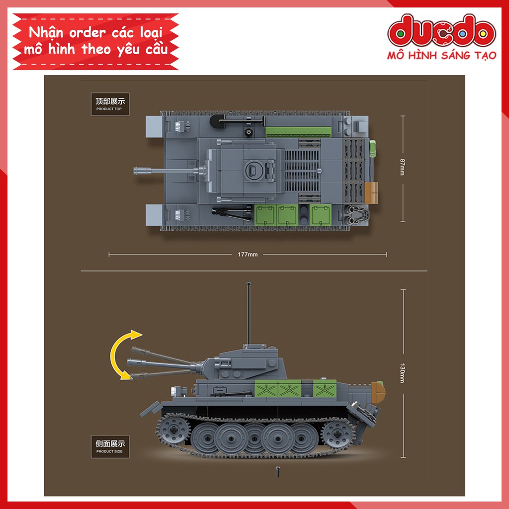 Lắp ghép Siêu tank Pz.Kpfw.II Ausf. L Luchs của Đức quốc xã - Đồ chơi Xếp hình Mô hình WW2 QuanGuan 100100
