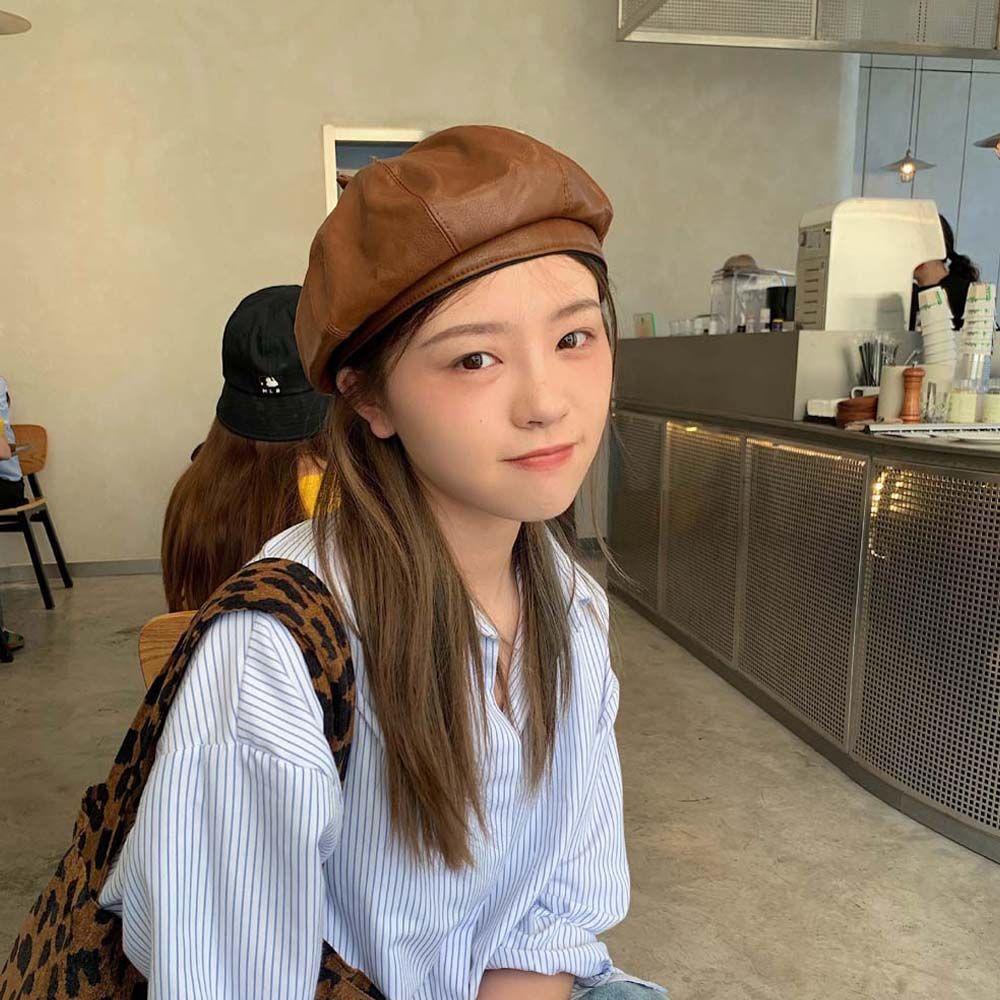 Nón Beret Da PU 2Life Đơn Giản Dễ Phối Đồ Phong Cách Anh Quốc Cho Nữ