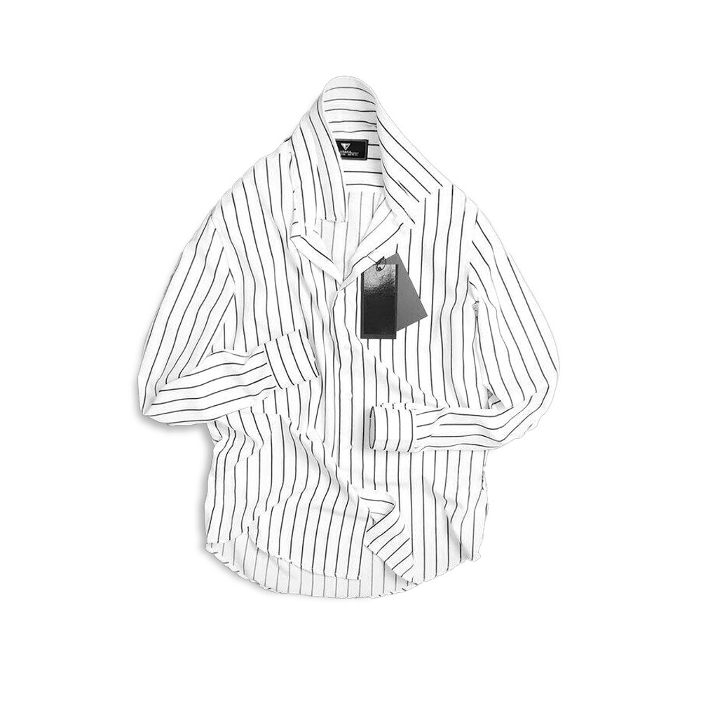 Áo sơ mi kẻ nam công sở cao cấp Vesca màu trắng đen form rộng siêu đẹp chất vải không nhăn không xù K2