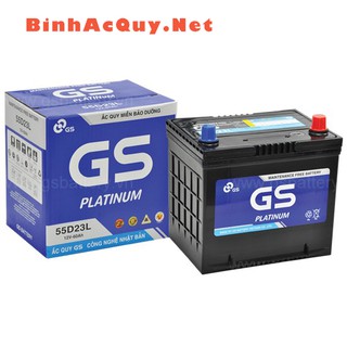 Bình điện ắc quy GS MF 55D23L (12V- 60AH) cho ô tô Honda, Lexus LS600HL, Mitsubishi Attrage, Mazda 5