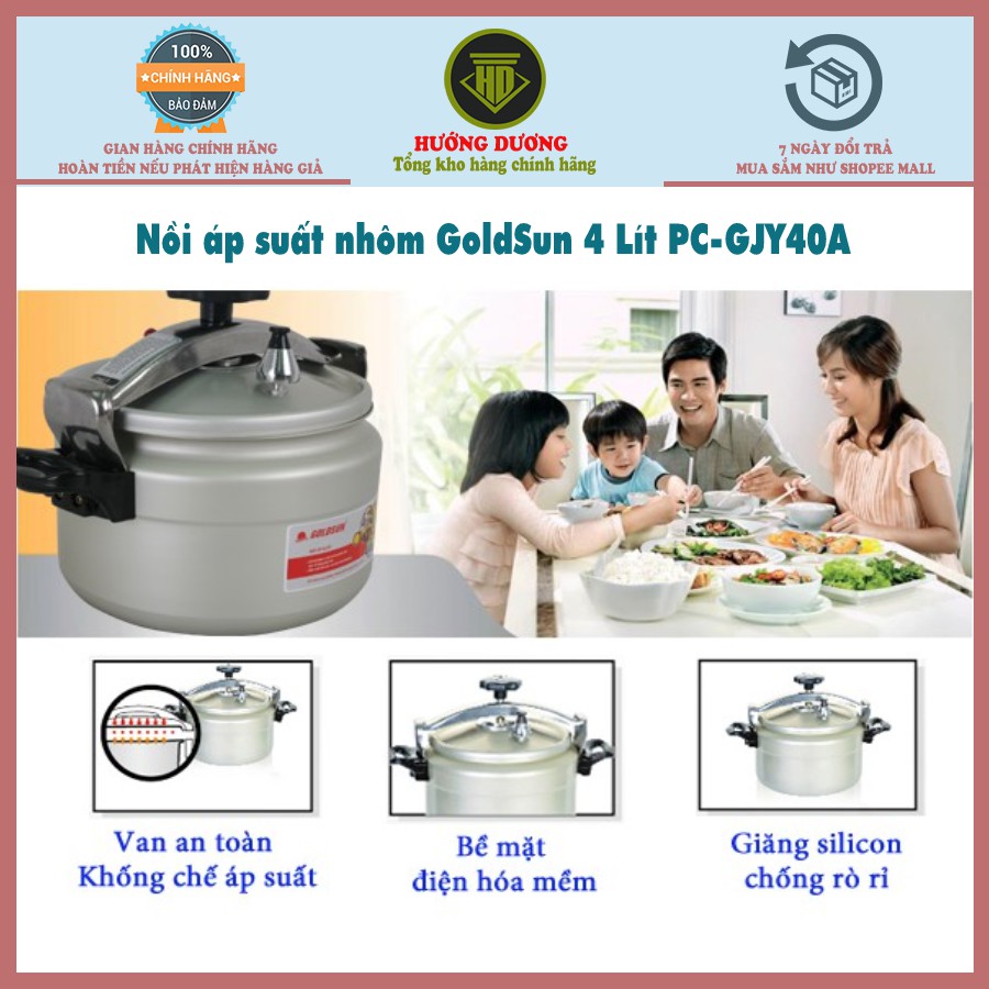 Nồi áp suất nhôm GoldSun 4 Lít PC-GJY40A Bảo hành 12 tháng