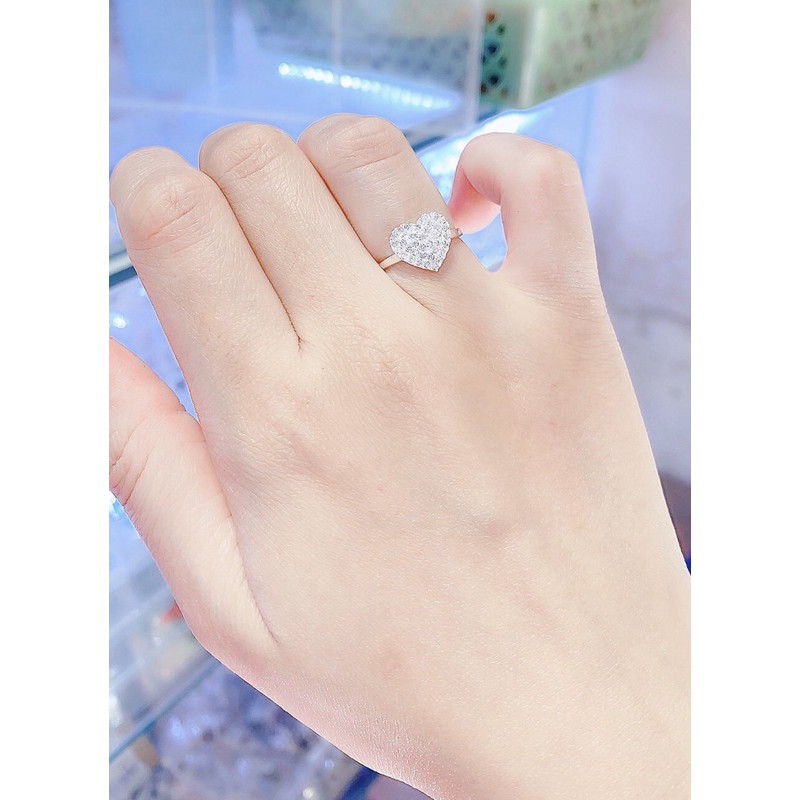 Nhẫn bạc nữ trái tim nạm đá,Nhẫn trái tim bạc ta gắn đá cao cấp-Minh Tâm Jewelry