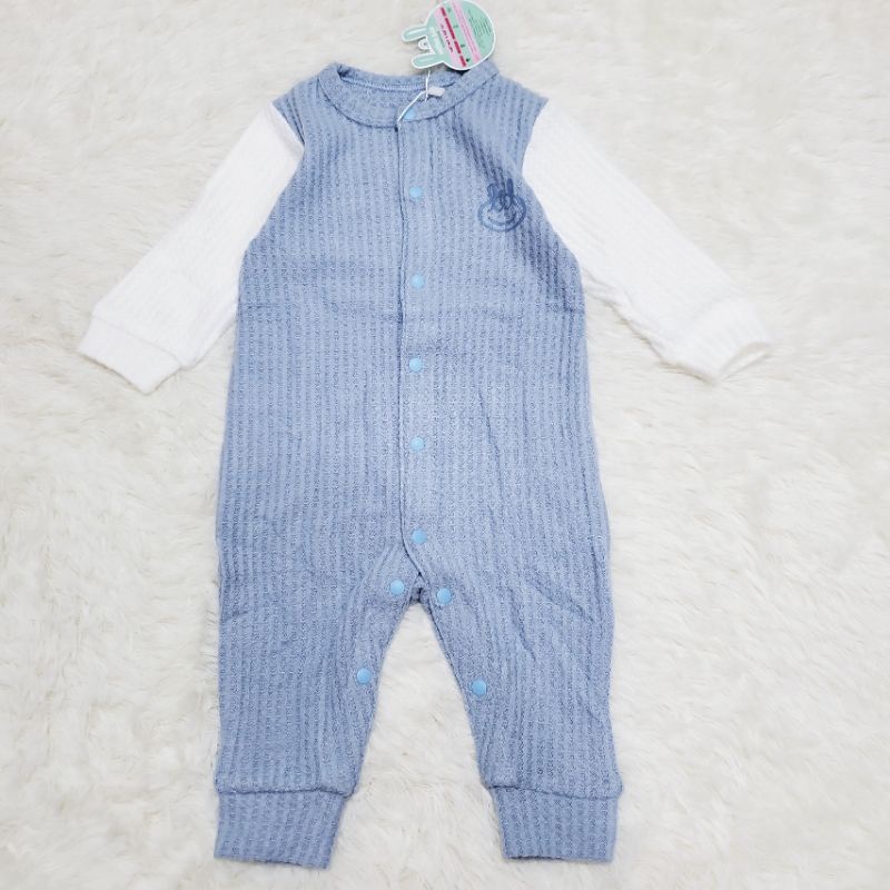 Bodysuit dài tay sơ sinh cài thẳng len mỏng Little Love cho bé trai/ gái 0-9 tháng