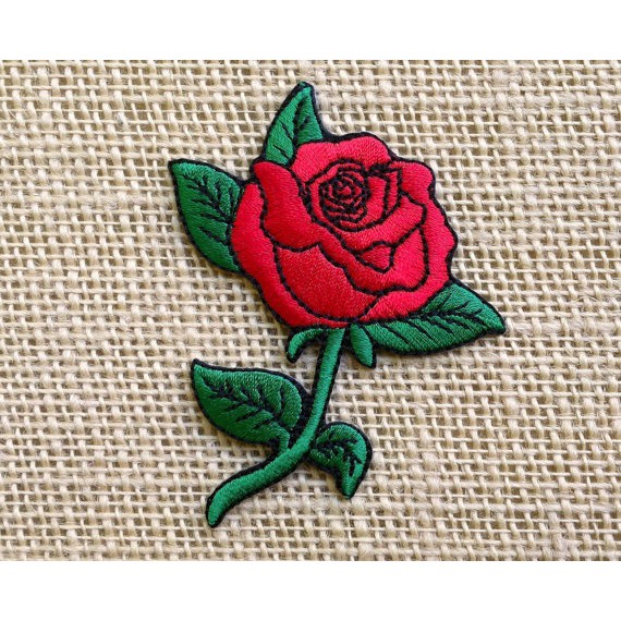 Sticker Ủi Thêu Hình Hoa Hồng Đỏ
