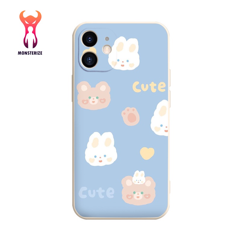 Ốp iphone - Ốp lưng iphone cạnh vuông gấu thỏ cute 6/6s/7/8/plus/x/xr/xs/11/12/13/14/pro max - mo133