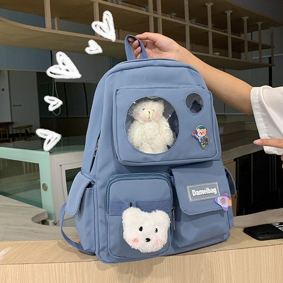 Balo ulzzang chống nước thời trang nam nữ  ( kèm sticker cài balo)