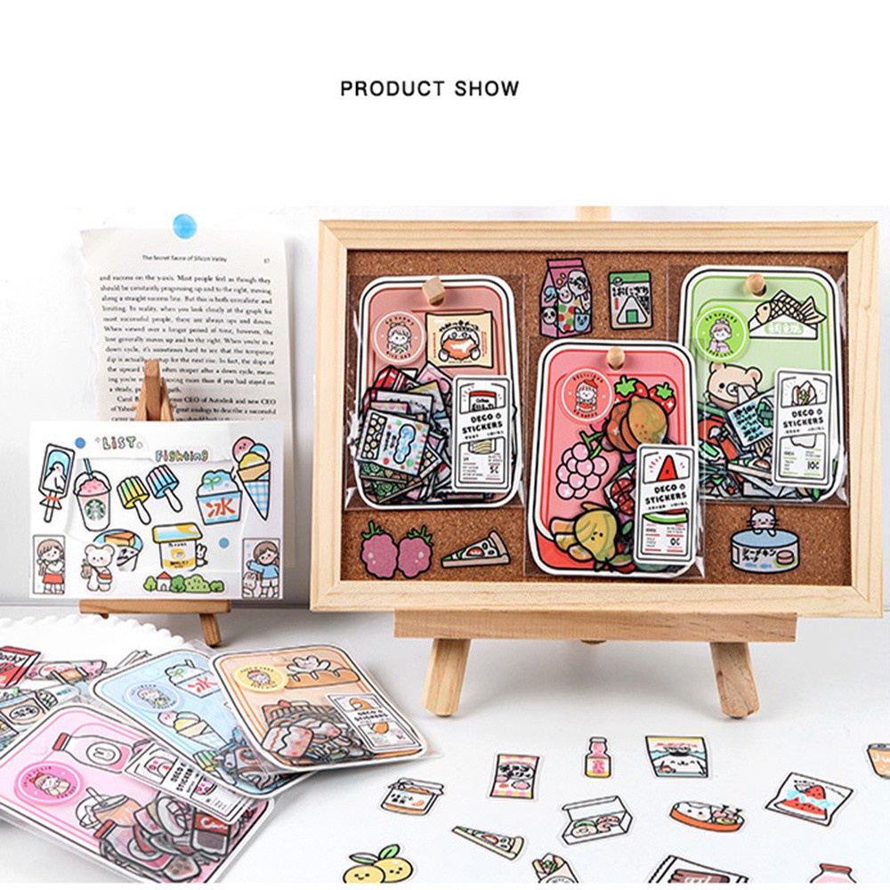 Bộ 40 Miếng Dán Trang Trí Sổ Tay / Nhật Ký Diy Hình Thức Ăn Dễ Thương