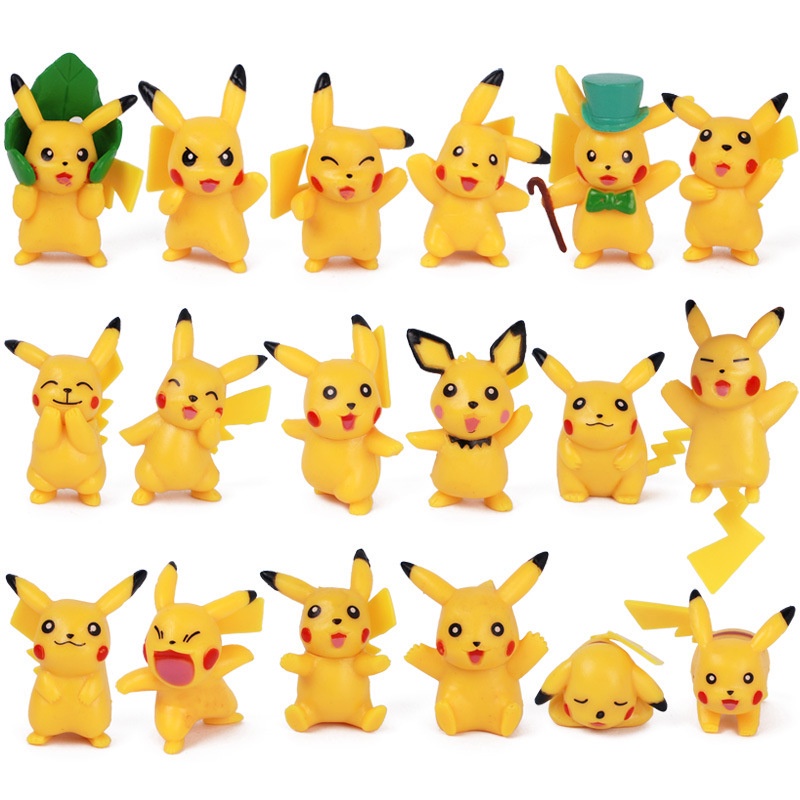 Set 18 mô hình Pi Kachiu cute, dùng trang trí góc làm việc gaming