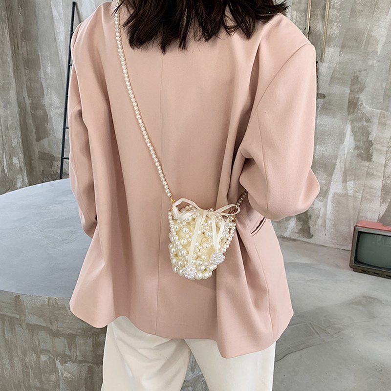 IELGY Túi Đeo Vai Đính Ngọc Trai Thời Trang Sang Trọng Cho Nữ