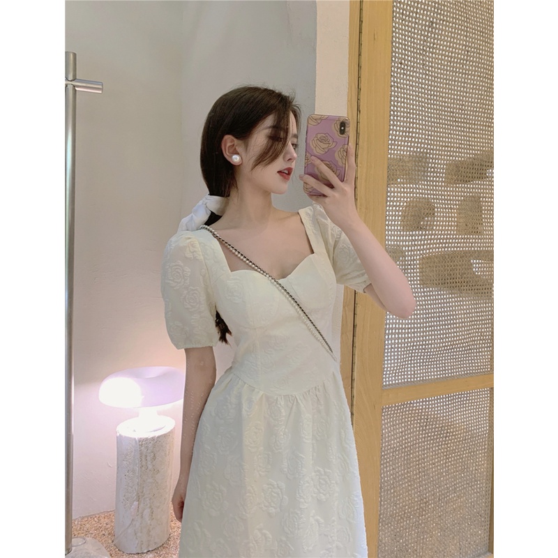 Jane Đầm tiểu thư hoa hồng vintage châu Âu sang trọng