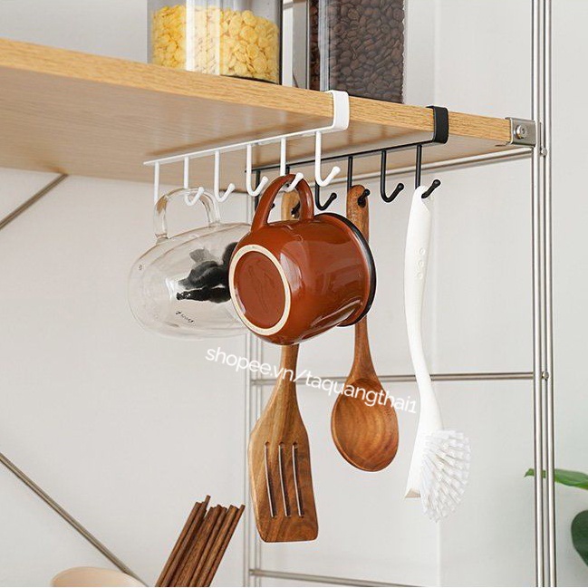 Cây Thép 6 Nhánh Móc Treo Đồ Đa Năng Kẹp Dưới Gầm Bàn Tủ Kệ Bếp Treo Quần Áo Đồ Dùng Nhà Bếp