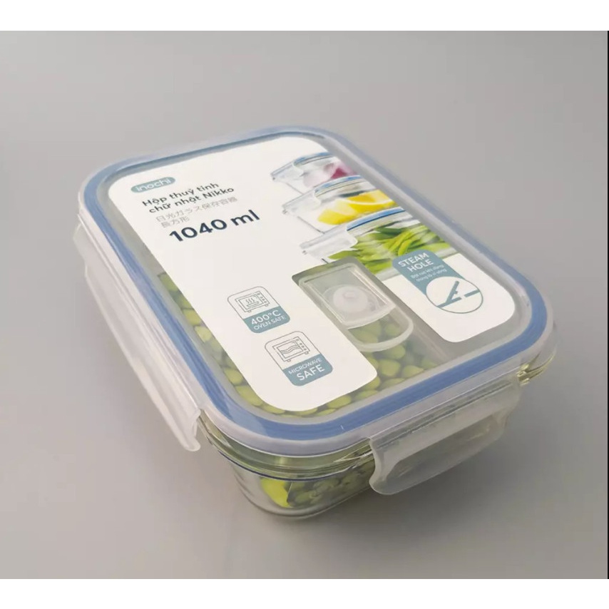 Hộp chữ nhật thủy tinh đựng thực phẩm Inochi cao cấp