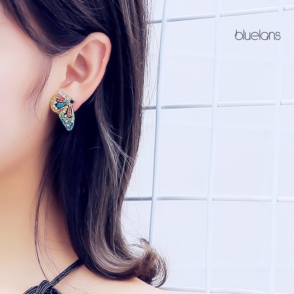 Bông Tai Hình Bướm Đính Đá Nhiều Màu Thời Trang Cho Nữ