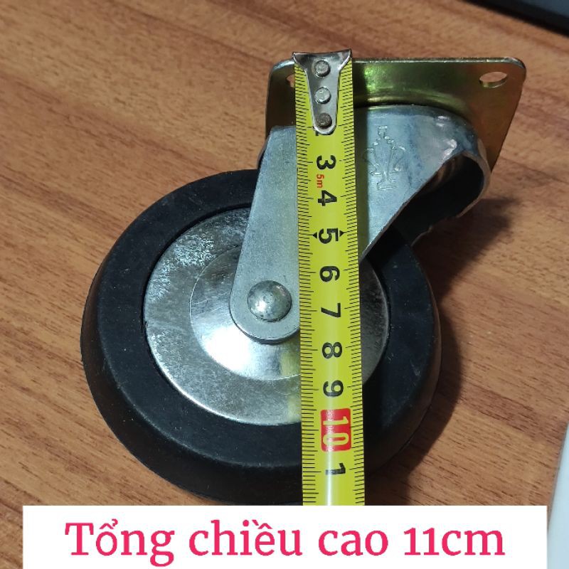 [Bán lẻ 1 cái] Bánh xe xoay 360 độ có vỏ bằng cao su cứng kích thước bánh 10cm, nặng 550g