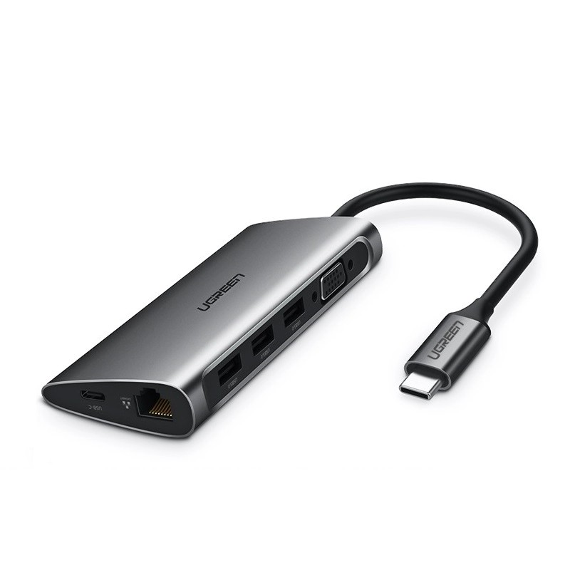 Cáp chuyển USB-C Sang HDMI + 3 cổng USB 3.0 + LAN 1Gbps + Crd có hổ trợ cổng USB-C Power Port UGREEN 50538 chính hãng