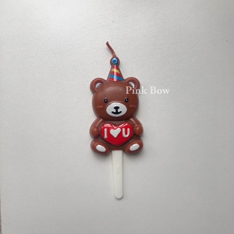 Nến sinh nhật hình con gấu Nâu/Trắng/Cam/Hồng/ILY/tím/Đội nón