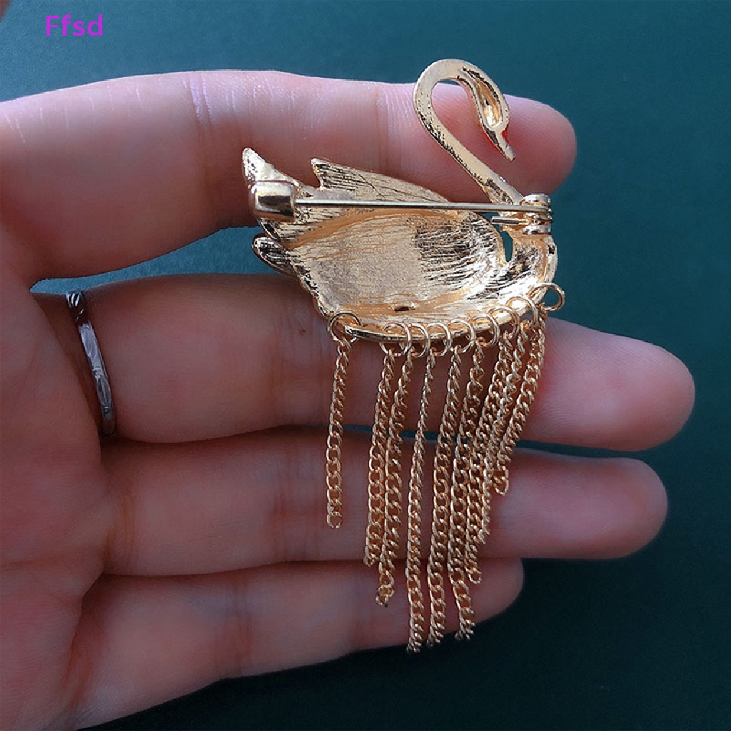 {Ffsd} Ghim Cài Áo Đính Đá Pha Lê Tua Rua Hình Thiên Nga Dành Cho Nữ Trang Trí Tiệc Tùng * Bán Chạy