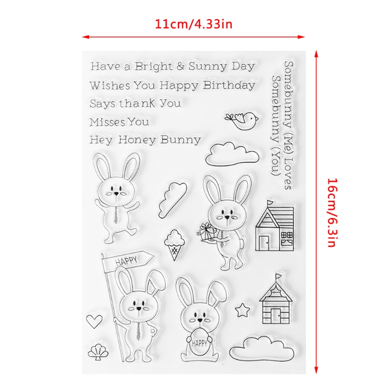 Tấm Tem Đóng Dấu Bằng Silicone Trong Suốt Hình Thỏ DIY S41