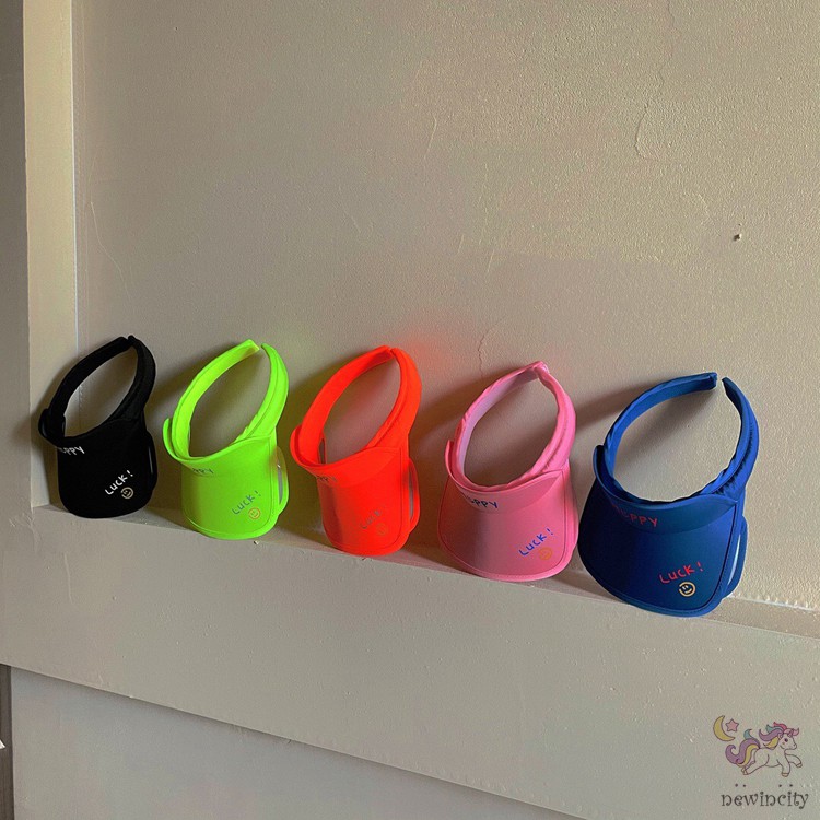 Mũ lưỡi trai che nắng không chóp màu sắc huỳnh quang phong cách mùa hè cho trẻ em