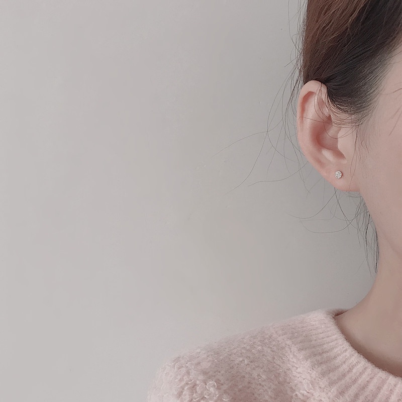 Bông tai mạ bạc 925 nhiều kiểu dáng mini tinh tế đính đá zircon vàng 24k