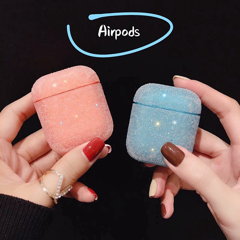 Vỏ bảo vệ hộp sạc tai nghe không dây Airpods bằng nhựa PC cứng trang trí kim tuyến lấp lánh | BigBuy360 - bigbuy360.vn