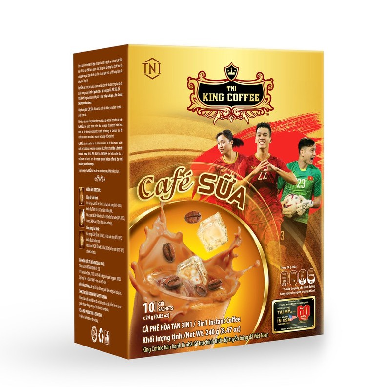 Cà Phê Sữa Hòa Tan 3IN1 KING COFFEE - Hộp 10 gói x 24g