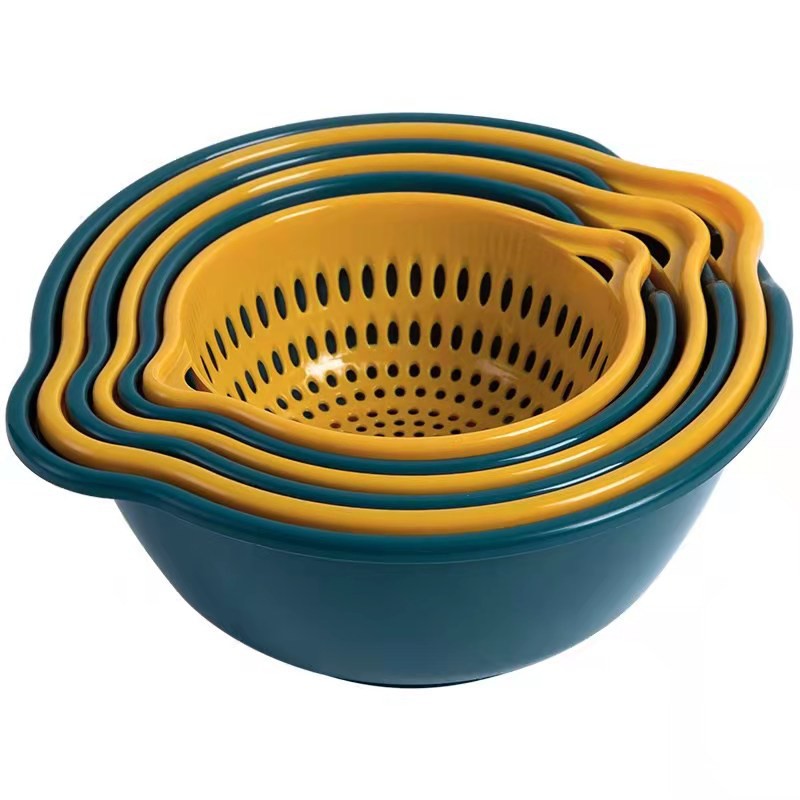 sét 3 rổ Hai Lớp Giúp Ráo Nước Có Thể Xếp Chồng Lên Nhau Thích Hợp Cho Nhà Bếp