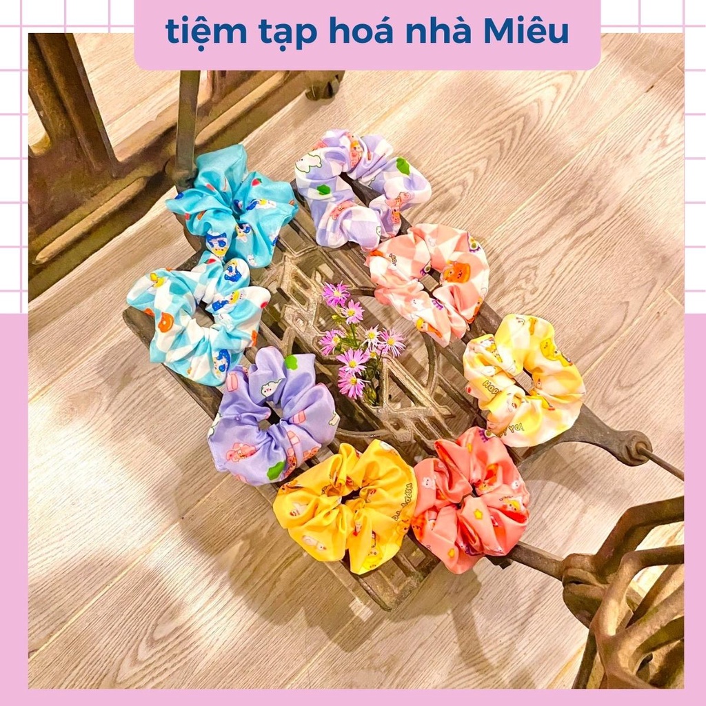 Dây cột tóc scrunchies hoạ tiết hoạt hình dễ thương - tiệm tạp hoá nhà Miêu