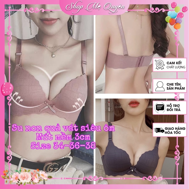 Áo lót, áo ngực su non đính nơ cao cấp, quả vát nâng ngực tròn đầy, chất liệu su mềm mại
