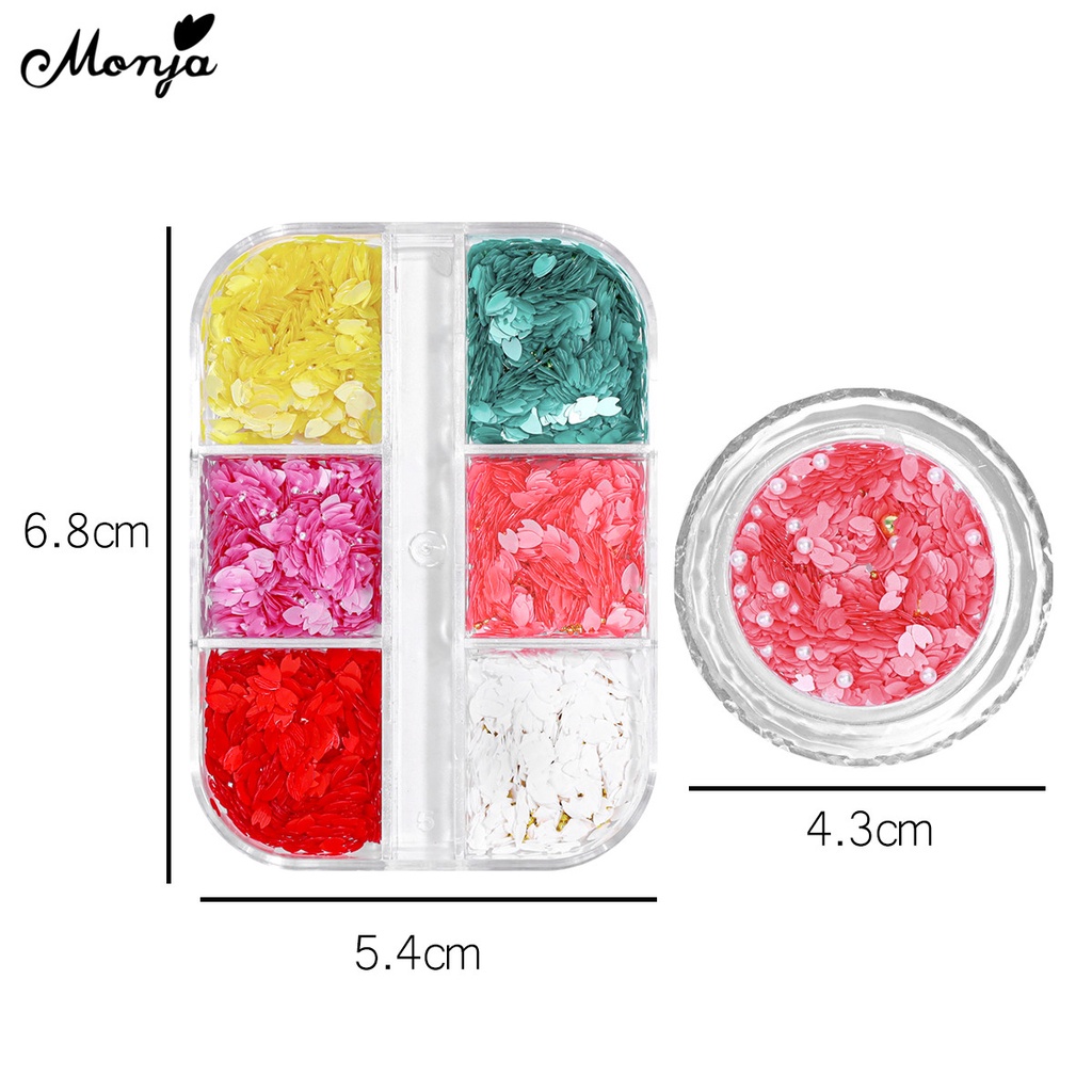 MONJA Miếng Dán Trang Trí Móng Tay Hình Hoa Anh Đào Đính Hạt Ngọc Trai Xinh Xắn