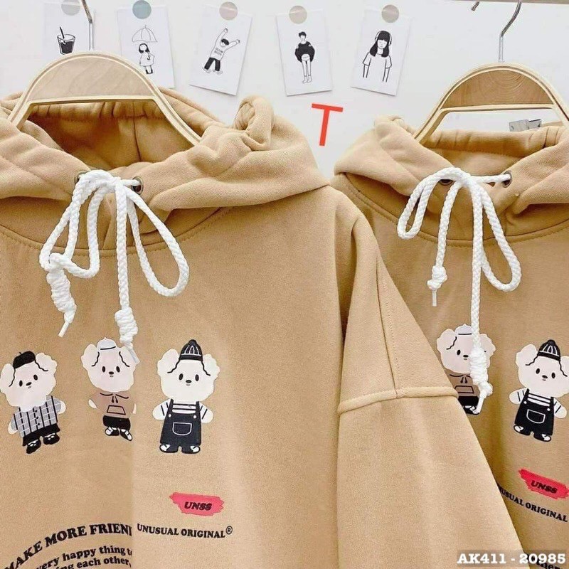 Áo Khoác Hoodie Nam Nữ Nỉ Bông Tay Phồng Cánh Dơi Hàng UNISEX Áo Hoodie Nỉ Sweater Nam Nữ in 3 GẤU - AK3411 | BigBuy360 - bigbuy360.vn