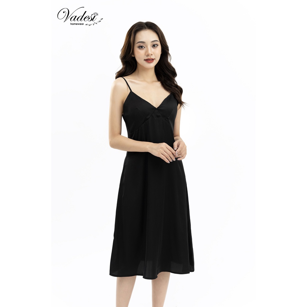 Váy Ngủ 2 Dây VADESI Có Đệm Ngực Lụa Hàn Cao Cấp Đầm Nhiều Màu Gợi Cảm Mặc Nhà Thoải Mái Chống Chảy Xệ Mềm Mại