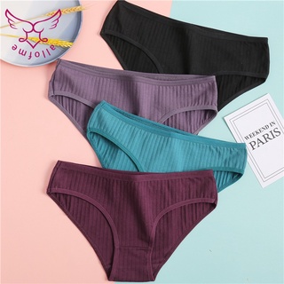 Quần lót ALL OF ME size M-XL vải cotton mềm kẻ sọc màu trơn quyến rũ cho nữ