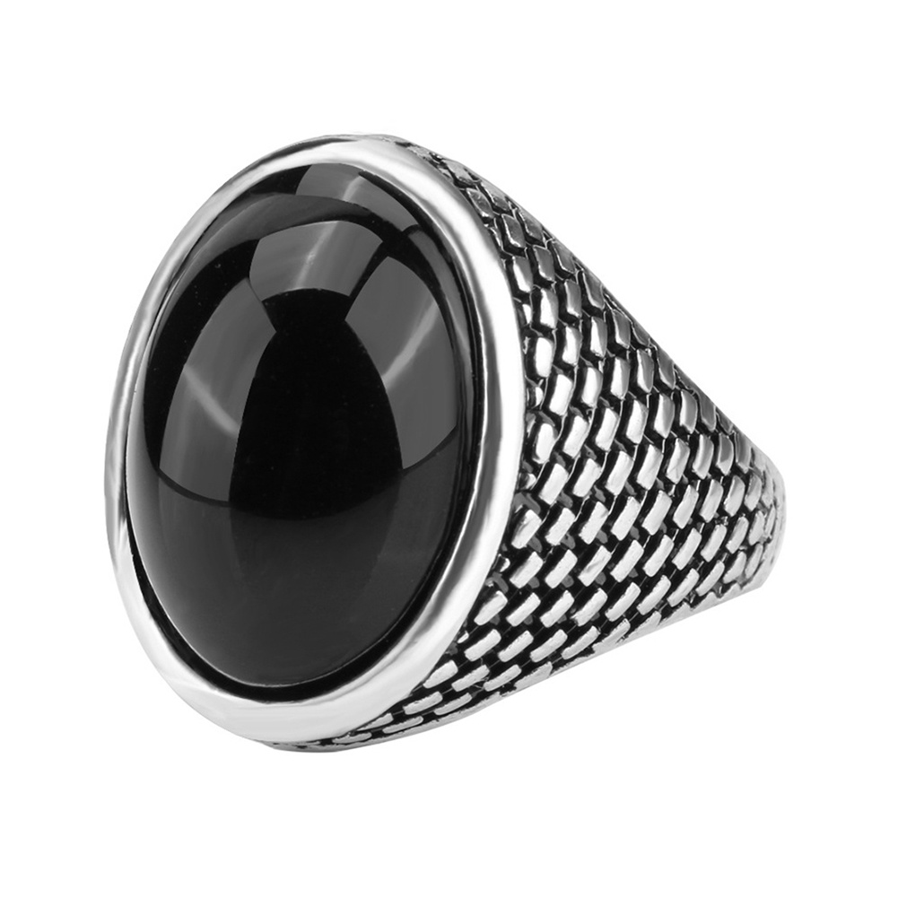 Nhẫn Đính Đá Nhân Tạo Hình Oval Phong Cách Gothic Punk Dành Cho Nam