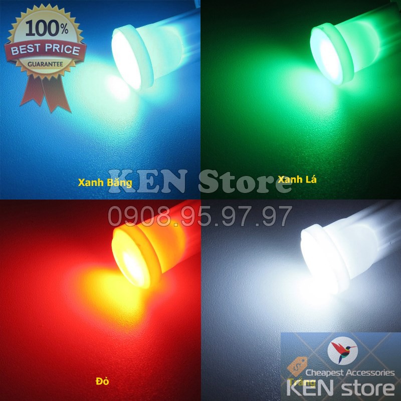 Bộ 5 bóng LED T10 gắn mặt đồng hồ xe máy, táp lô đồng hồ xe máy