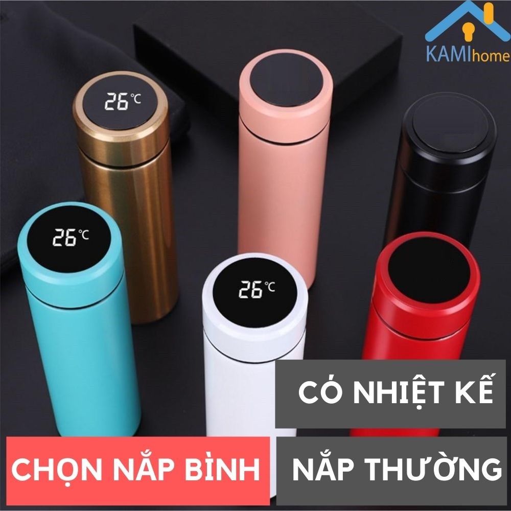 Bình giữ nhiệt inox hiển thị nhiệt độ cao cấp 450ml Kami22014