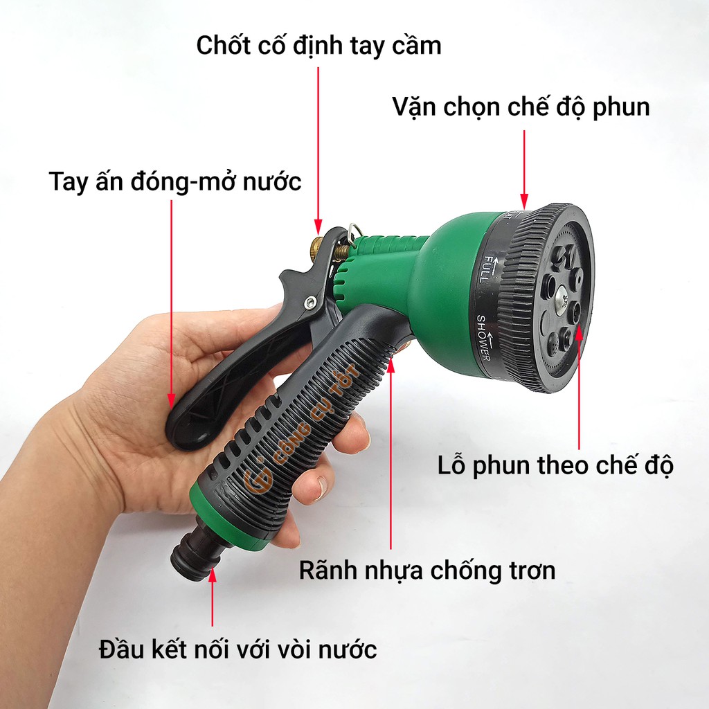 Vòi xịt nước tưới cây rửa xe 8 chế độ