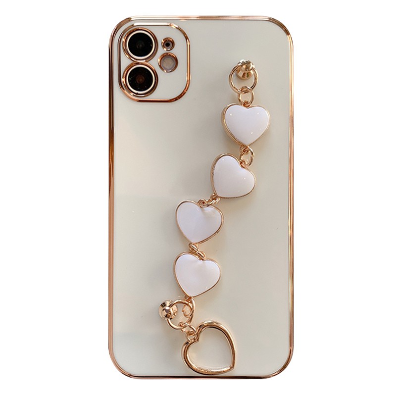 Ốp điện thoại mềm gắn dây đeo tay hình trái tim thích hợp cho IPHONE 12 PRO MAX MINI 11 PRO MAX X XS XR 7 8 PLUS SE 2020