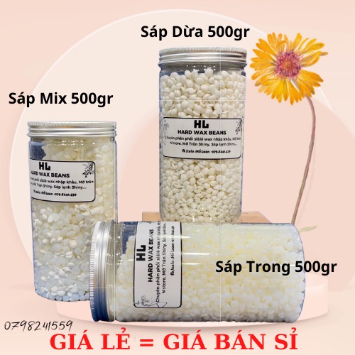 500gr Sáp Wax Lông Nóng Coconut, Cao Cấp thơm mùi dừa tặng kèm 25 que gỗ phết sáp