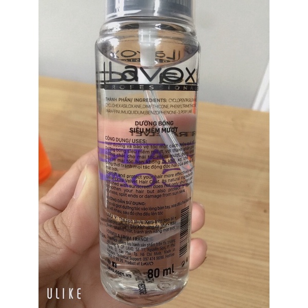 Dầu dưỡng tóc siêu bóng mượt, chống rối Lavox Hair Coat 80ml