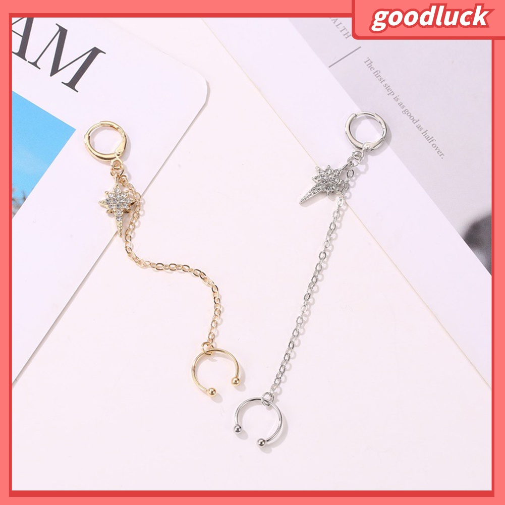 1 Khuyên Vành Tai Dáng Dài Đính Đá Lấp Lánh Thời Trang Cho Nữ