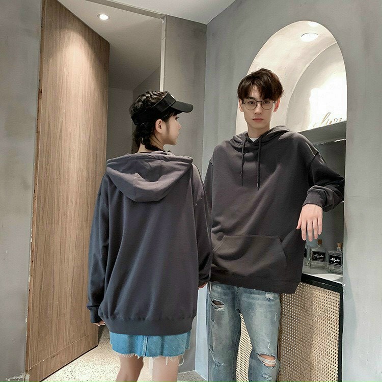 Áo hoodie trơn tay dài có mũ nam nữ couple form rộng thoải mái chất nỉ dày dặn mềm mịn thời trang Hàn Quốc